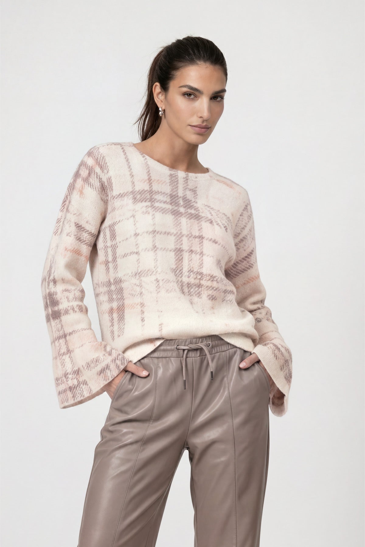 Monari Check Print Pullover Pearly Pattern