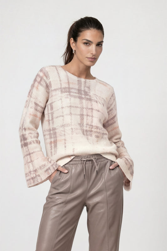 Monari Check Print Pullover Pearly Pattern