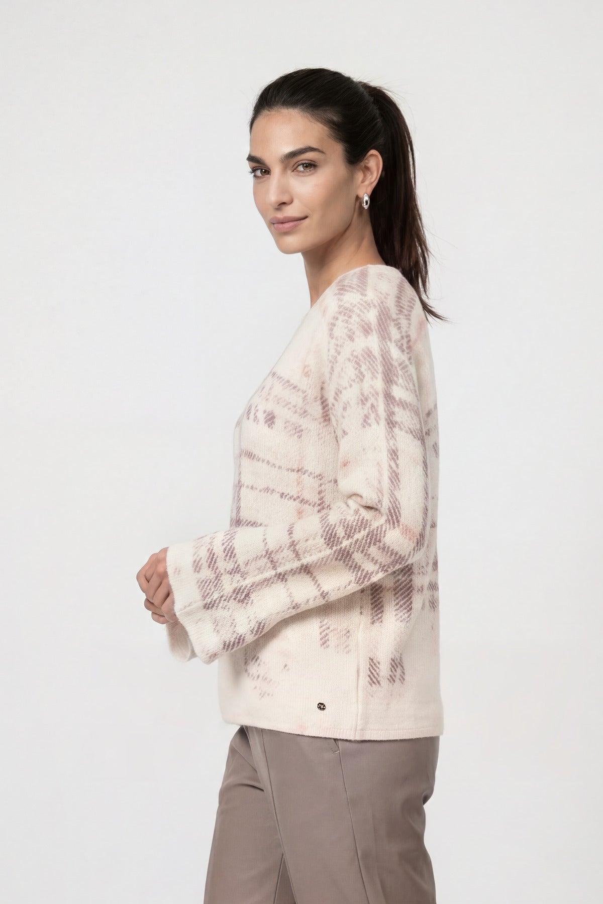 Monari Check Print Pullover Pearly Pattern