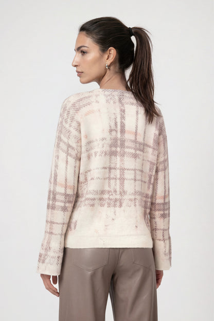 Monari Check Print Pullover Pearly Pattern