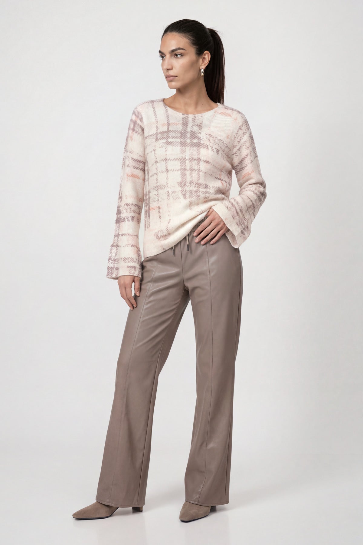 Monari Check Print Pullover Pearly Pattern