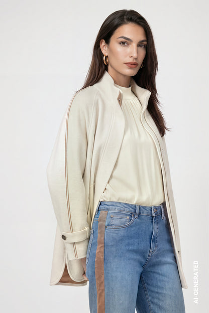 Monari Knitted Doubleface Jacket Antique White