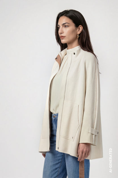 Monari Knitted Doubleface Jacket Antique White