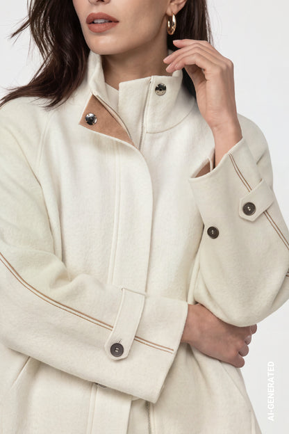 Monari Knitted Doubleface Jacket Antique White