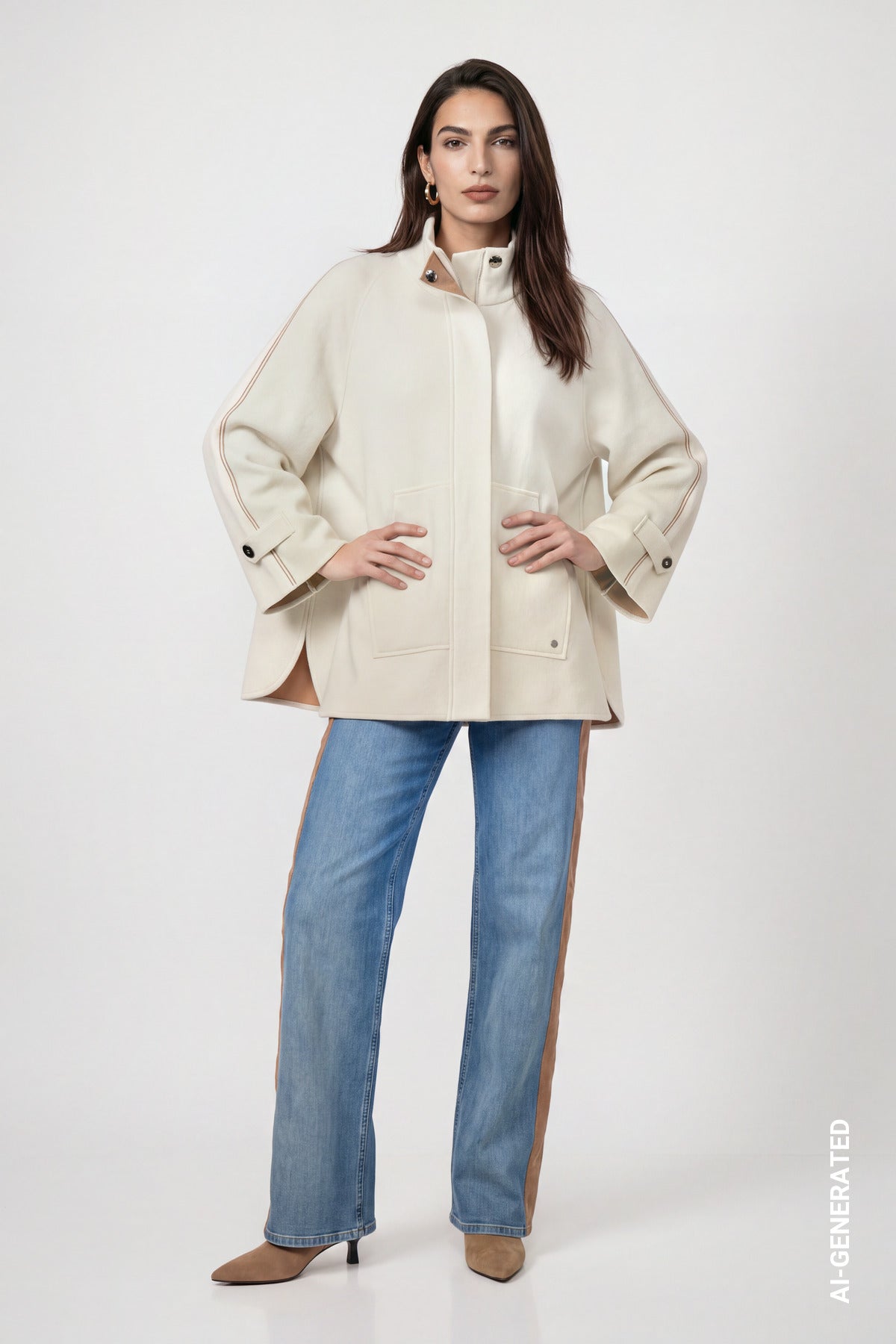 Monari Knitted Doubleface Jacket Antique White