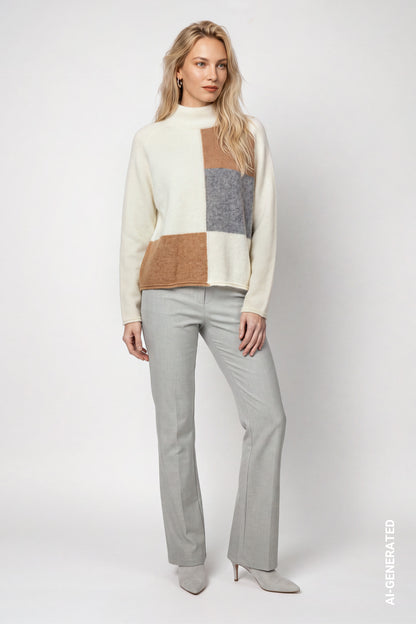 Monari Colourblock Pullover Antique White