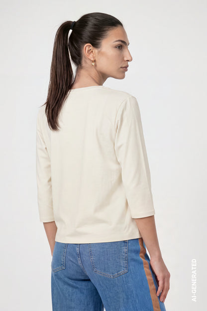 Monari Woman Dog T-Shirt Antique White