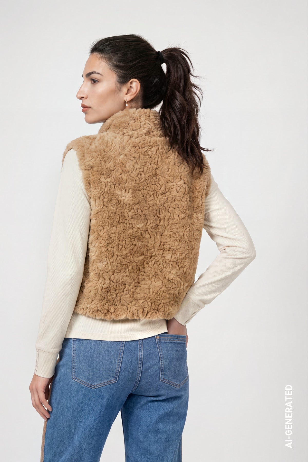 Monari Faux Fur Waistcoat Brown Sugar