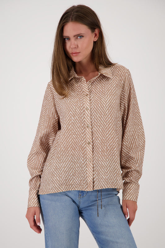 Monari Herringbone Jewel Blouse Brown Sugar