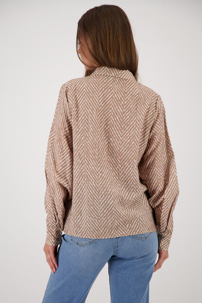 Monari Herringbone Jewel Blouse Brown Sugar