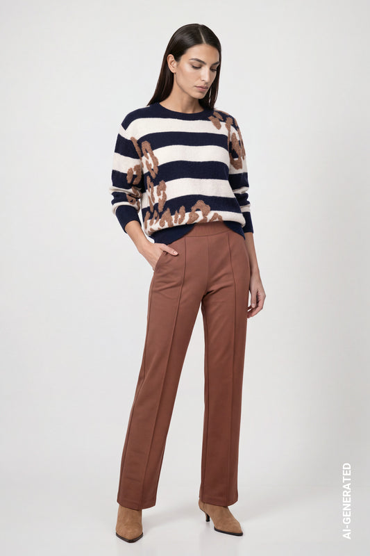 Monari Lettering Trousers Tiramisu