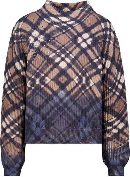 Monari Plaid Dip Dye Pullover Tiramisu