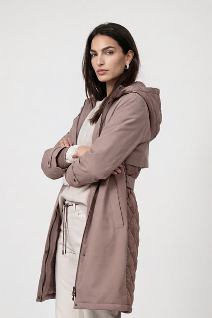 Monari Trench Quilted Coat Taupe
