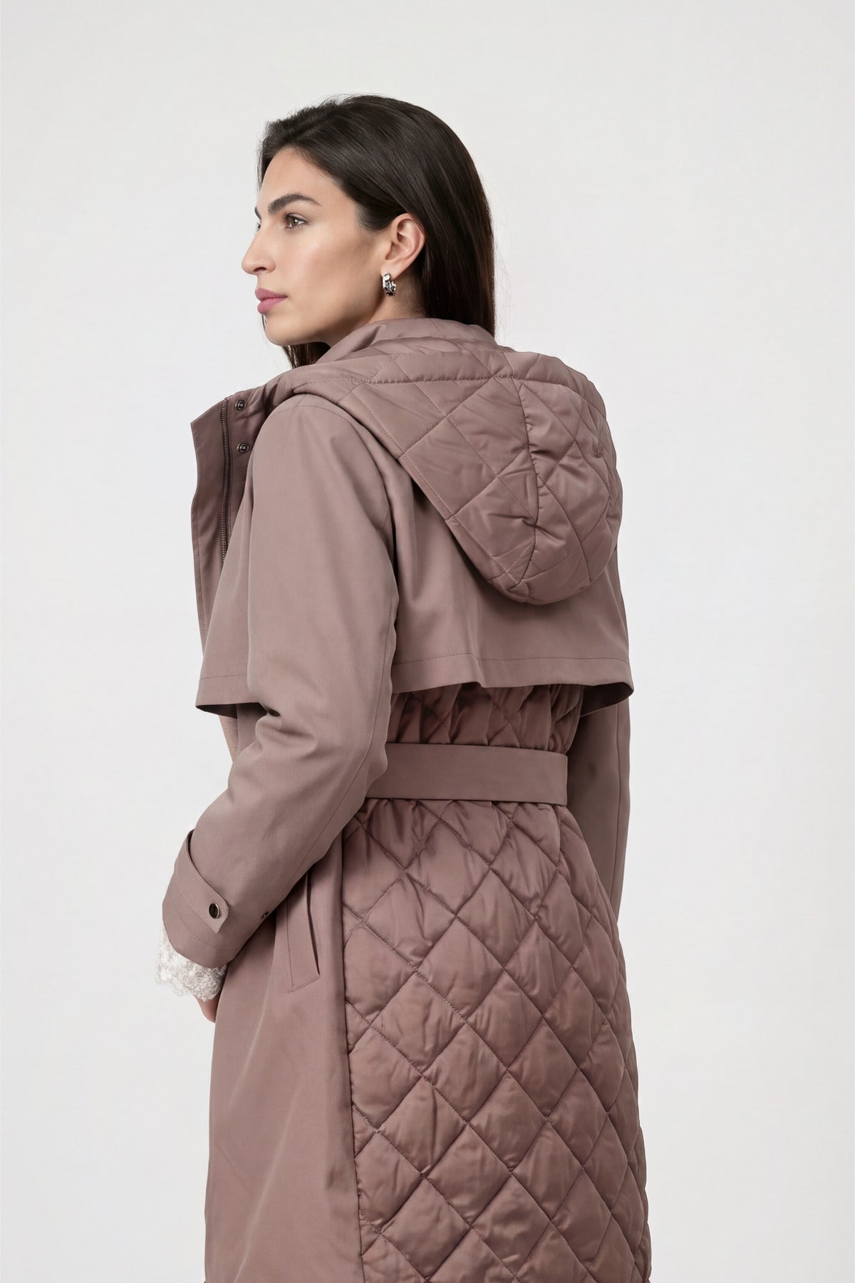 Monari Trench Quilted Coat Taupe