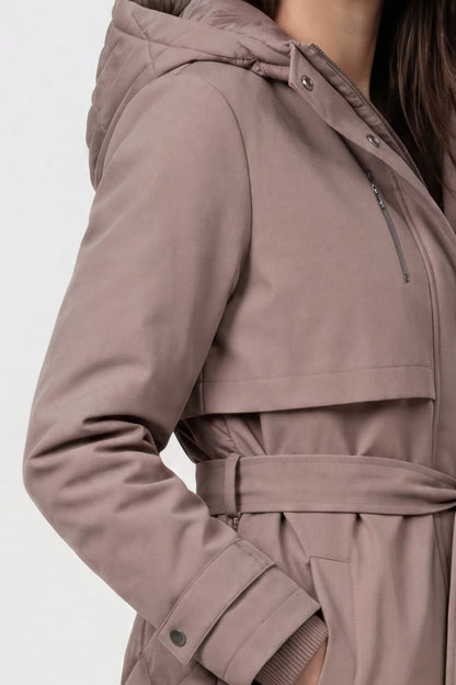 Monari Trench Quilted Coat Taupe