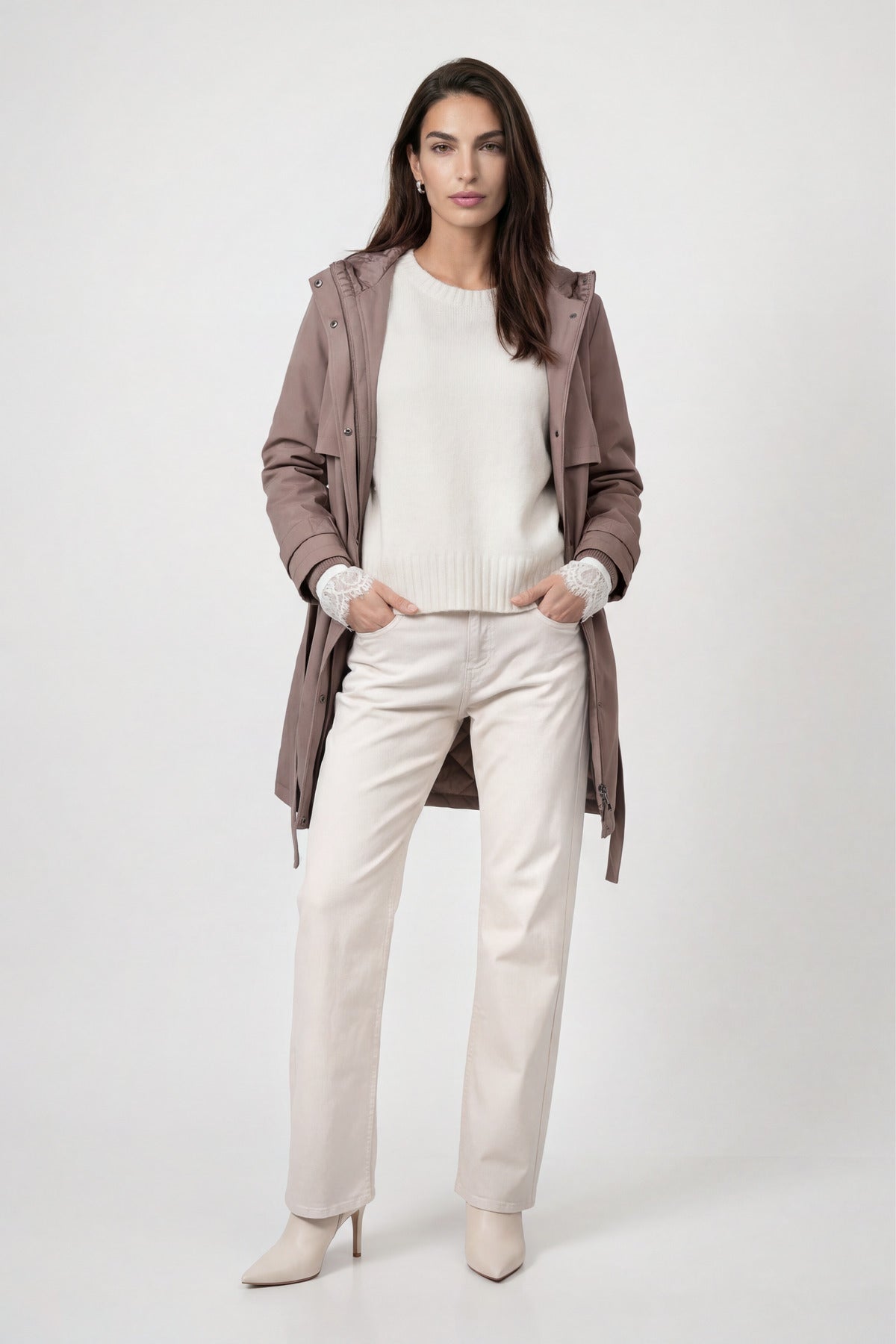 Monari Trench Quilted Coat Taupe