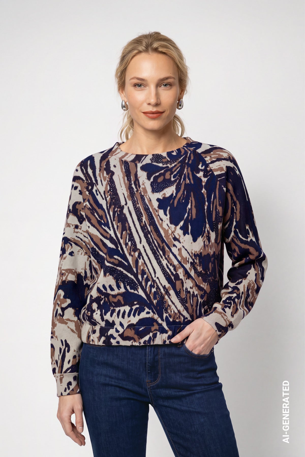 Monari Paisley Pullover Classic Navy