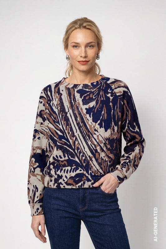 Monari Paisley Pullover Classic Navy