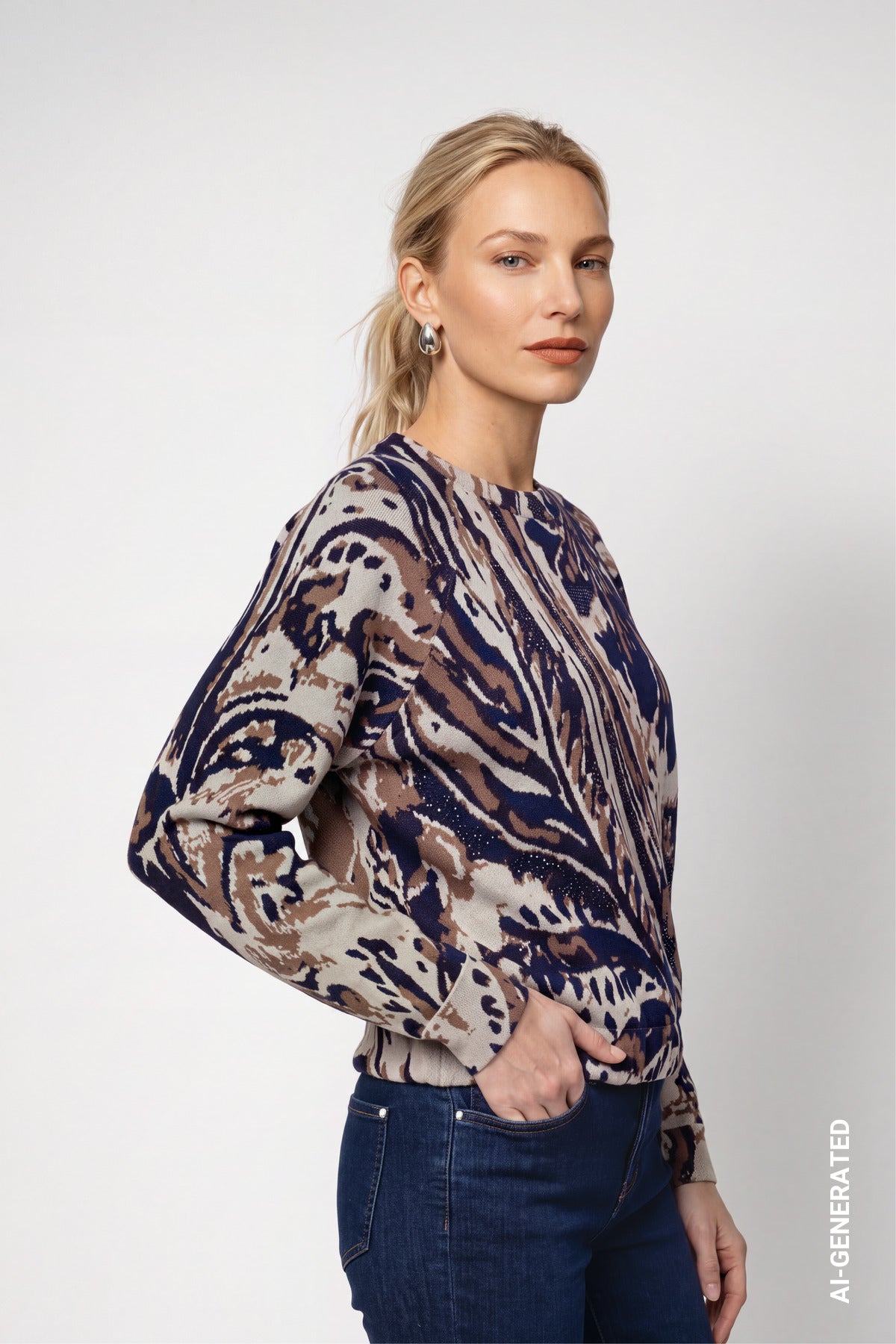 Monari Paisley Pullover Classic Navy