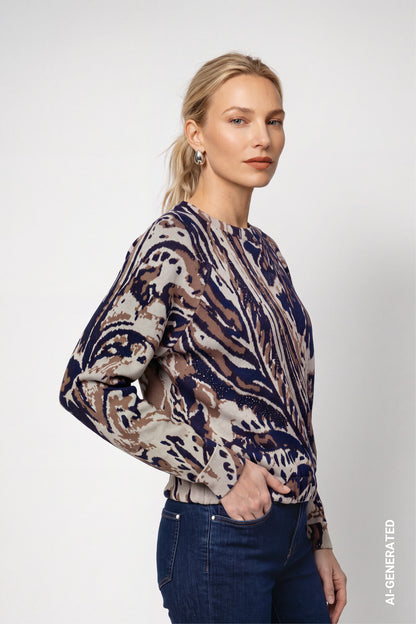 Monari Paisley Pullover Classic Navy