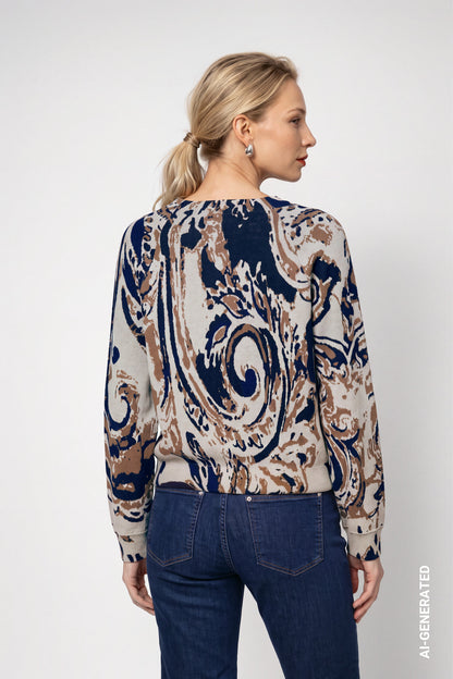 Monari Paisley Pullover Classic Navy