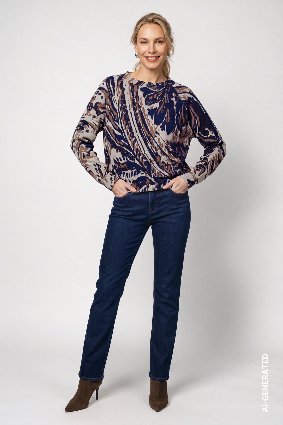 Monari Paisley Pullover Classic Navy