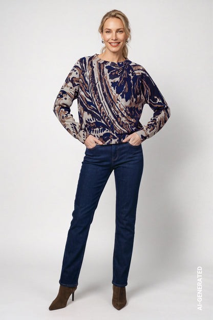 Monari Paisley Pullover Classic Navy