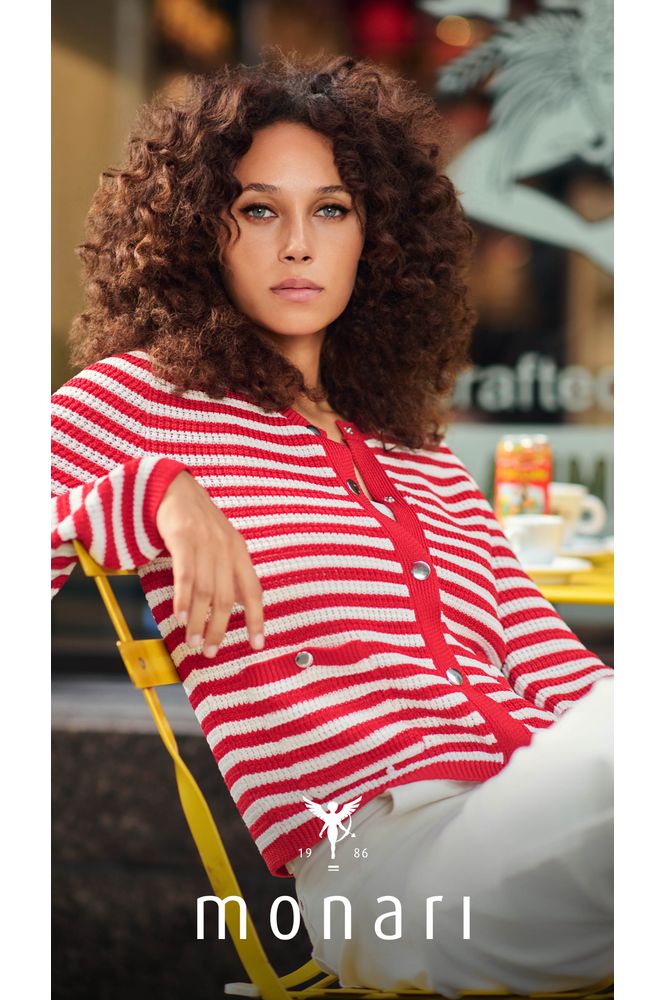 Monari Cardigan Red Striped