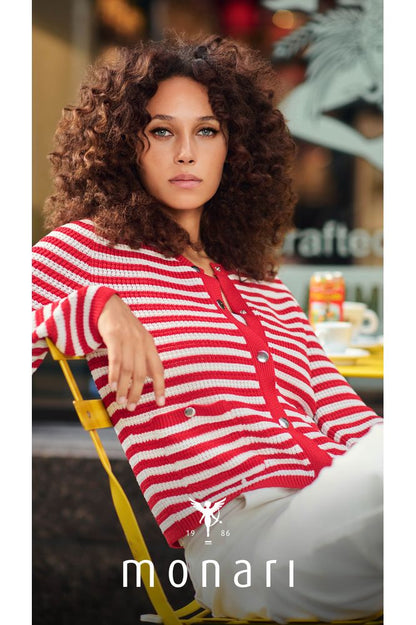 Monari Cardigan Red Striped