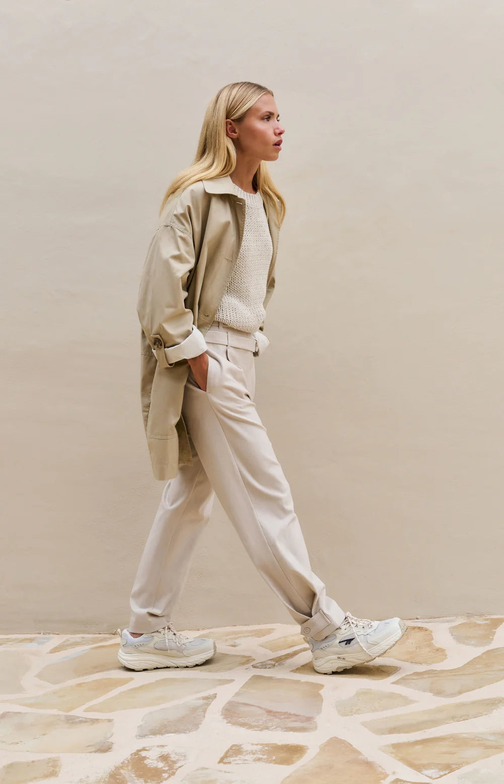 YAYA Oversized Cotton Jacket Sandstone Beige