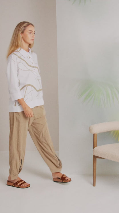 NAYA Pull Up Trousers Tan
