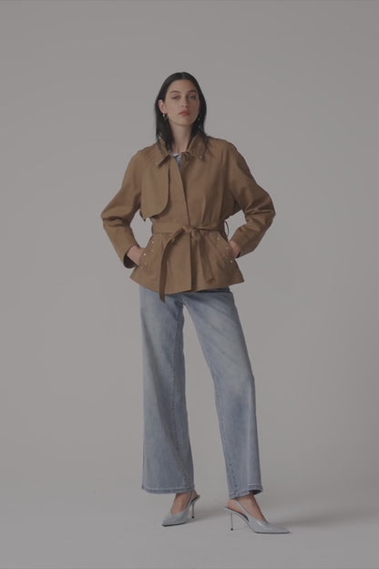 Joseph Ribkoff Short Trench Tiger's Eye