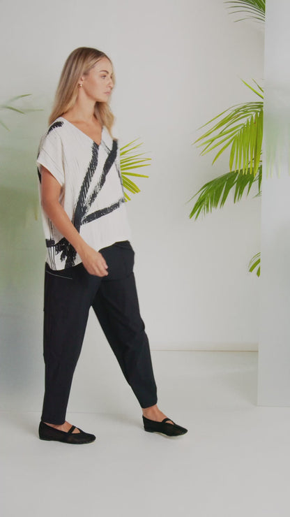 NAYA Patch Pocket Trouser Black/White
