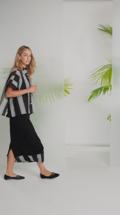 NAYA Stripped Organza Shirt Black/White