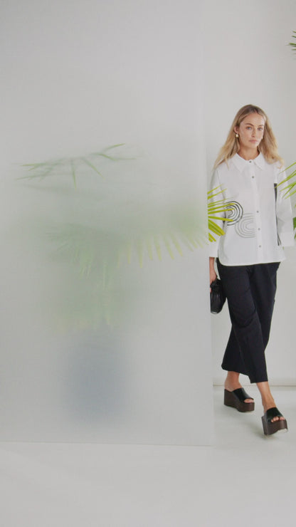 NAYA Placement Print Shirt White/Black