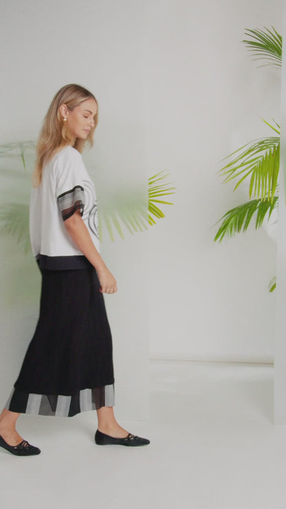 NAYA Embossed Pull Up Skirt Black/White