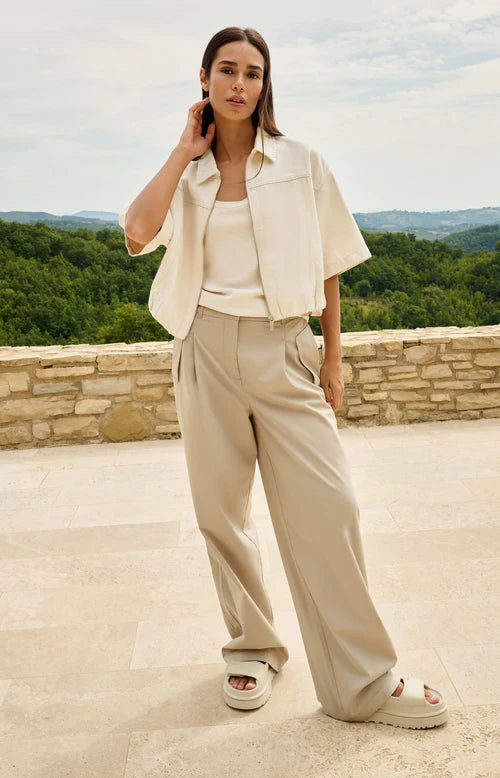 YAYA Mesh Detail Vest Top Creme Beige