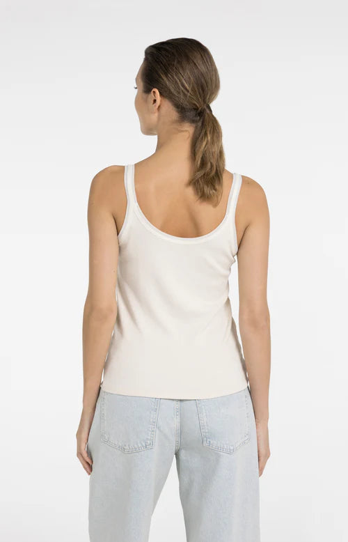 YAYA Mesh Detail Vest Top Creme Beige