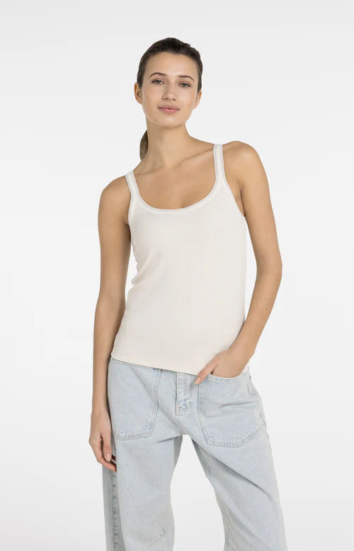 YAYA Mesh Detail Vest Top Creme Beige