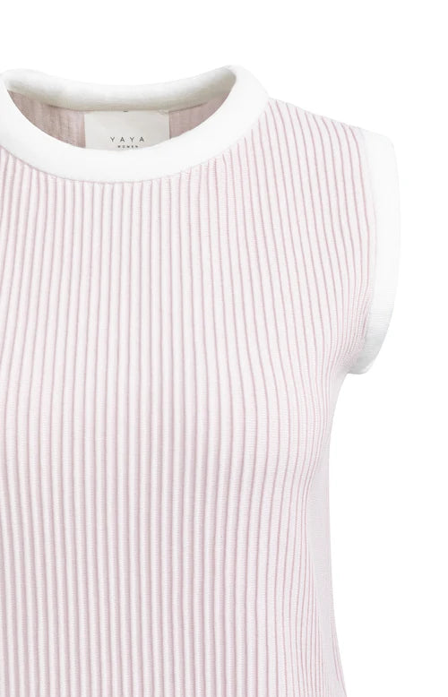 YAYA Sleeveless Ribbed Sweater Grey Lilac