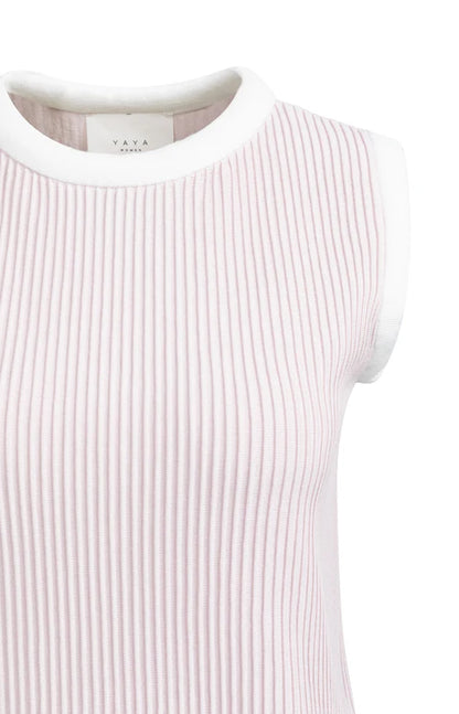 YAYA Sleeveless Ribbed Sweater Grey Lilac