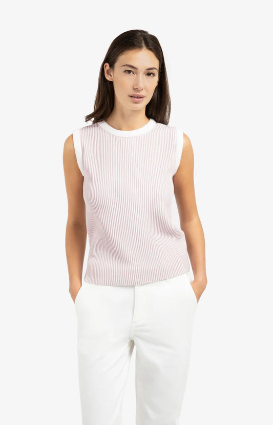 YAYA Sleeveless Ribbed Sweater Gray Lilac