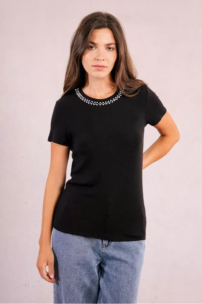 Molly Bracken Beaded Neck T-Shirt