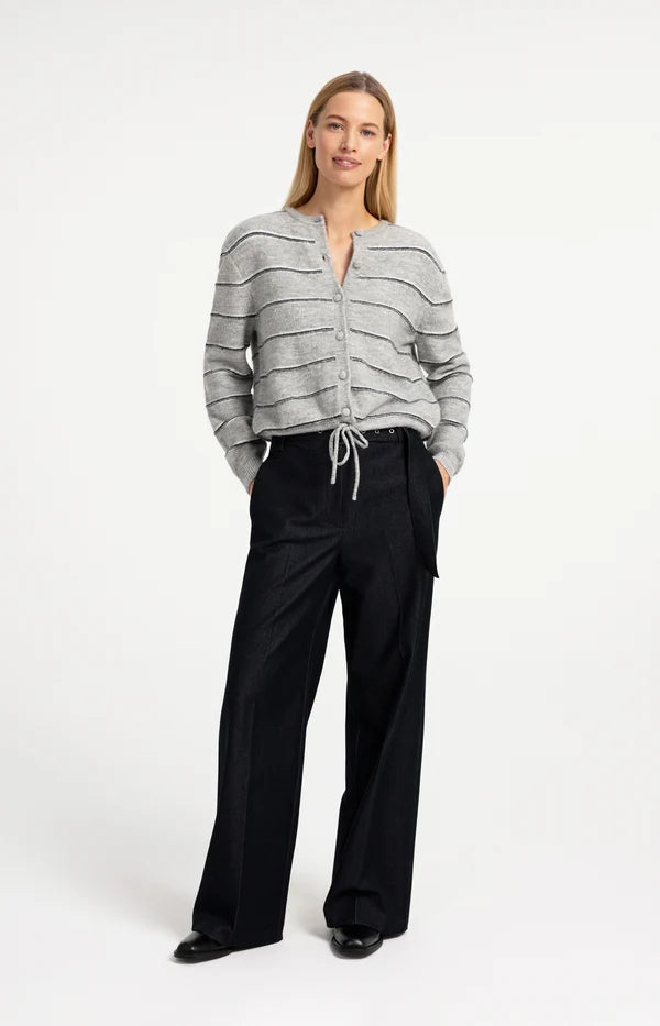 YAYA Stripe Cardigan Medium Grey Melange