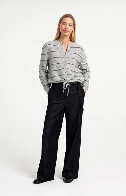 YAYA Stripe Cardigan Medium Grey Melange