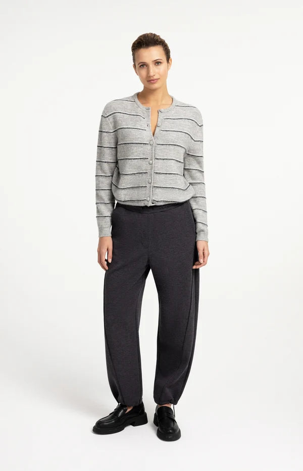 YAYA Stripe Cardigan Medium Grey Melange