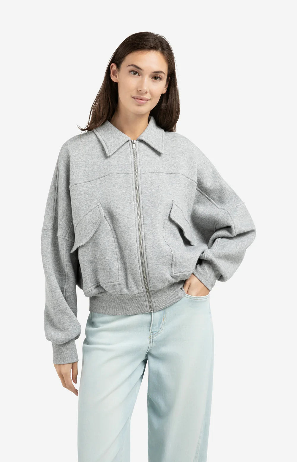 YAYA Sweat Jacket Iron Grey Melange