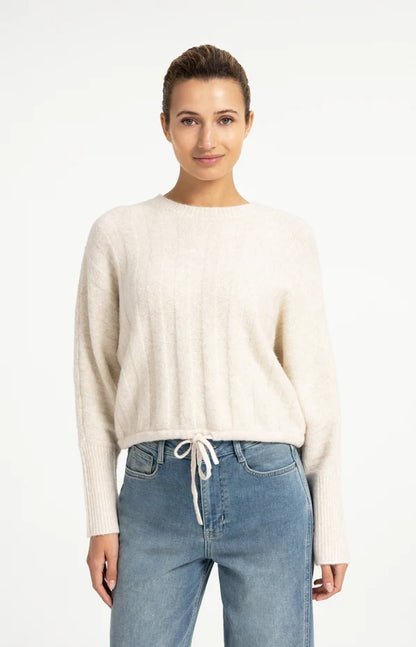 YAYA Rib Sweater Off White Melange