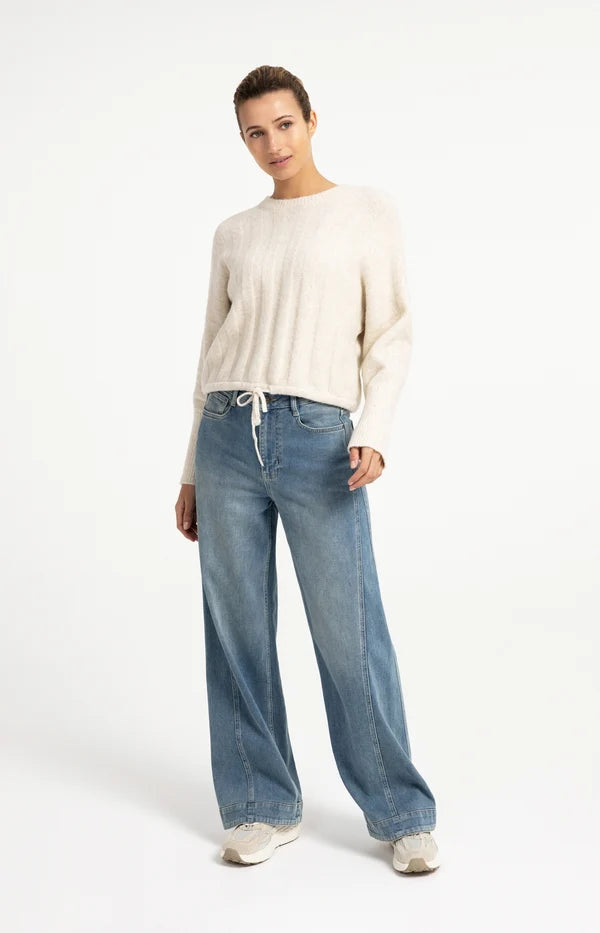 YAYA Rib Sweater Off White Melange