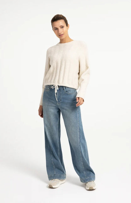 YAYA Rib Sweater Off White Melange
